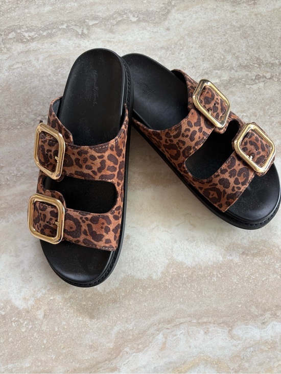 Universal Thread Shoes - Universal Thread Target Leopard Print Double Buckle Slide Sandals Size 9